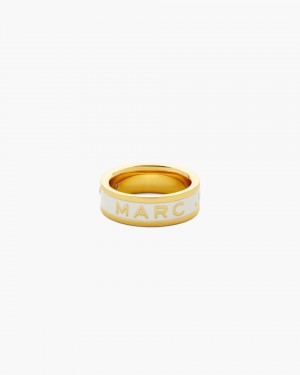 Bagues Marc Jacobs The Marc Jacobs Enamel Ring Femme Doré Blanche | 796GKHIXA