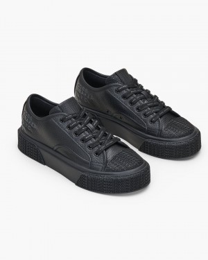 Basket Marc Jacobs The Leather Sneaker Femme Noir | 480XJFHKN