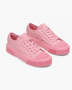 Basket Marc Jacobs The Leather Sneaker Femme Rose | 651WXVEZS