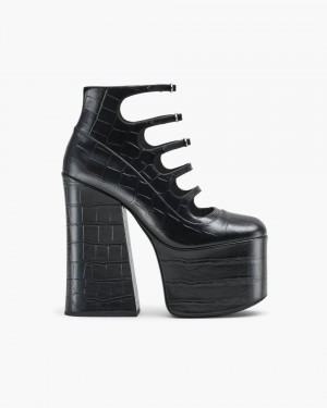 Botte Marc Jacobs The Croc Embossed Kiki Ankle Boot Femme Noir | 064WNZJLR