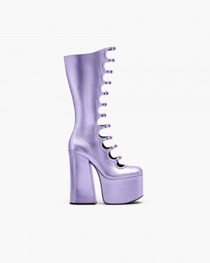 Botte Marc Jacobs The Metallic Kiki Knee High Boot Femme Violette | 019ICJBWX
