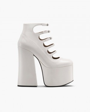 Botte Marc Jacobs The Patent Leather Kiki Ankle Boot Femme Blanche | 642YANMEC
