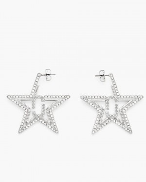 Boucles d'Oreilles Marc Jacobs J Marc Star Hoop Earrings Femme Argent | 027QFLISG