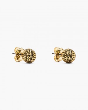 Boucles d'Oreilles Marc Jacobs The Monogram Stud Earrings Femme Doré Clair | 751MVYGXB