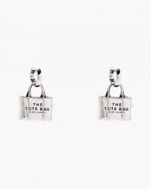 Boucles d'Oreilles Marc Jacobs The Tote Bag Earrings Femme Argent Clair | 598KMLGPU