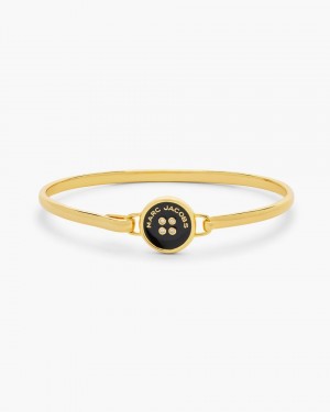 Bracelets Marc Jacobs The Button Hinge Bracelet Femme Doré Noir | 478MSZCWD