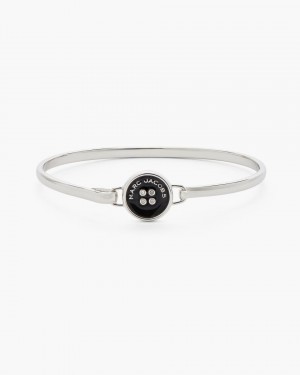 Bracelets Marc Jacobs The Button Hinge Bracelet Femme Argent Noir | 871LFAVYX