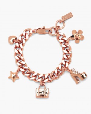Bracelets Marc Jacobs The Mini Icon Charm Bracelet Femme Rose Doré | 674UNTRHO