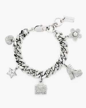 Bracelets Marc Jacobs The Pave Mini Icon Charm Bracelet Femme Argent | 037HVQBUZ