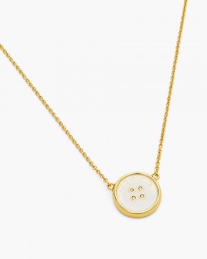 Colliers Marc Jacobs The Button Pendant Necklace Femme Doré Blanche | 893HYGSJK