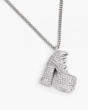 Colliers Marc Jacobs The Pave Kiki Boot Necklace Femme Argent | 450BZSPLW