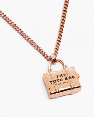 Colliers Marc Jacobs The Tote Bag Necklace Femme Rose Doré | 091FOUMRT