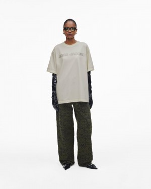 Hauts Marc Jacobs Crystal Big Tee Femme Blanche | 385WPODZS