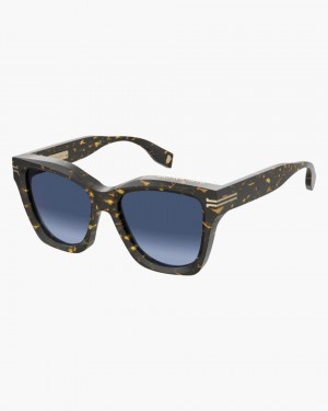 Lunette de Soleil Marc Jacobs Icon Edge Oversized Square Sunglasses Femme Havana | 046FNUVOG