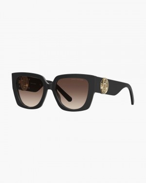 Lunette de Soleil Marc Jacobs The J Marc Square Cutout Sunglasses Femme Noir | 308HQXIPZ