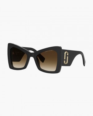 Lunette de Soleil Marc Jacobs The J Marc Oversized Cat Eye Sunglasses Femme Noir | 427BQXDRF