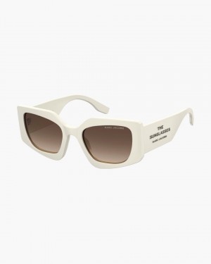 Lunette de Soleil Marc Jacobs The Square Cat Eye Sunglasses Femme Blanche | 190YJLRTO