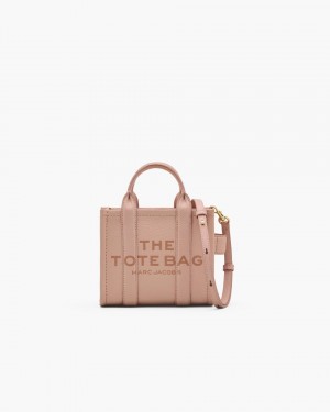 Sac Mini Marc Jacobs The Leather Crossbody Tote Bag Femme Rose | 745BAOCEN
