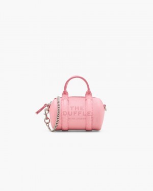 Sac Mini Marc Jacobs The Leather Nano Duffle Crossbody Femme Rose | 786EZQVCX