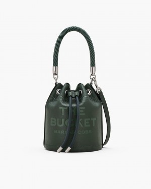 Sacs Seau Marc Jacobs The Leather Bucket Bag Femme Vert Foncé | 584MYJXZD