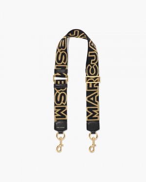 Sangle De Sac Marc Jacobs The Outline Logo Webbing Strap Femme Noir Doré | 748ZQNJKE