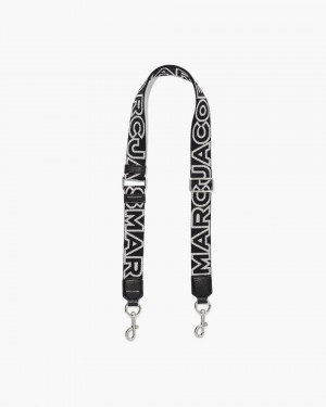 Sangle De Sac Marc Jacobs The Thin Outline Logo Webbing Strap Femme Noir Argent | 241KATXRN