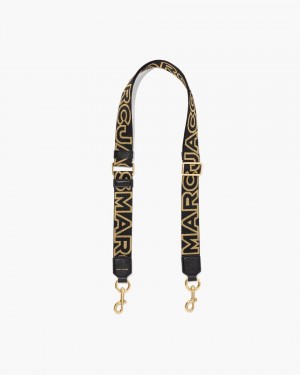 Sangle De Sac Marc Jacobs The Thin Outline Logo Webbing Strap Femme Noir Doré | 517BURCOV