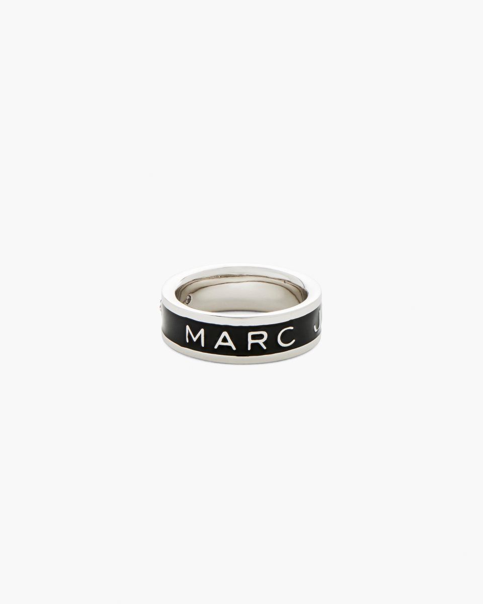 Bagues Marc Jacobs The Marc Jacobs Enamel Ring Femme Argent Noir | 583DEIJUP