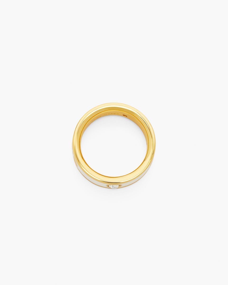 Bagues Marc Jacobs The Marc Jacobs Enamel Ring Femme Doré Blanche | 796GKHIXA