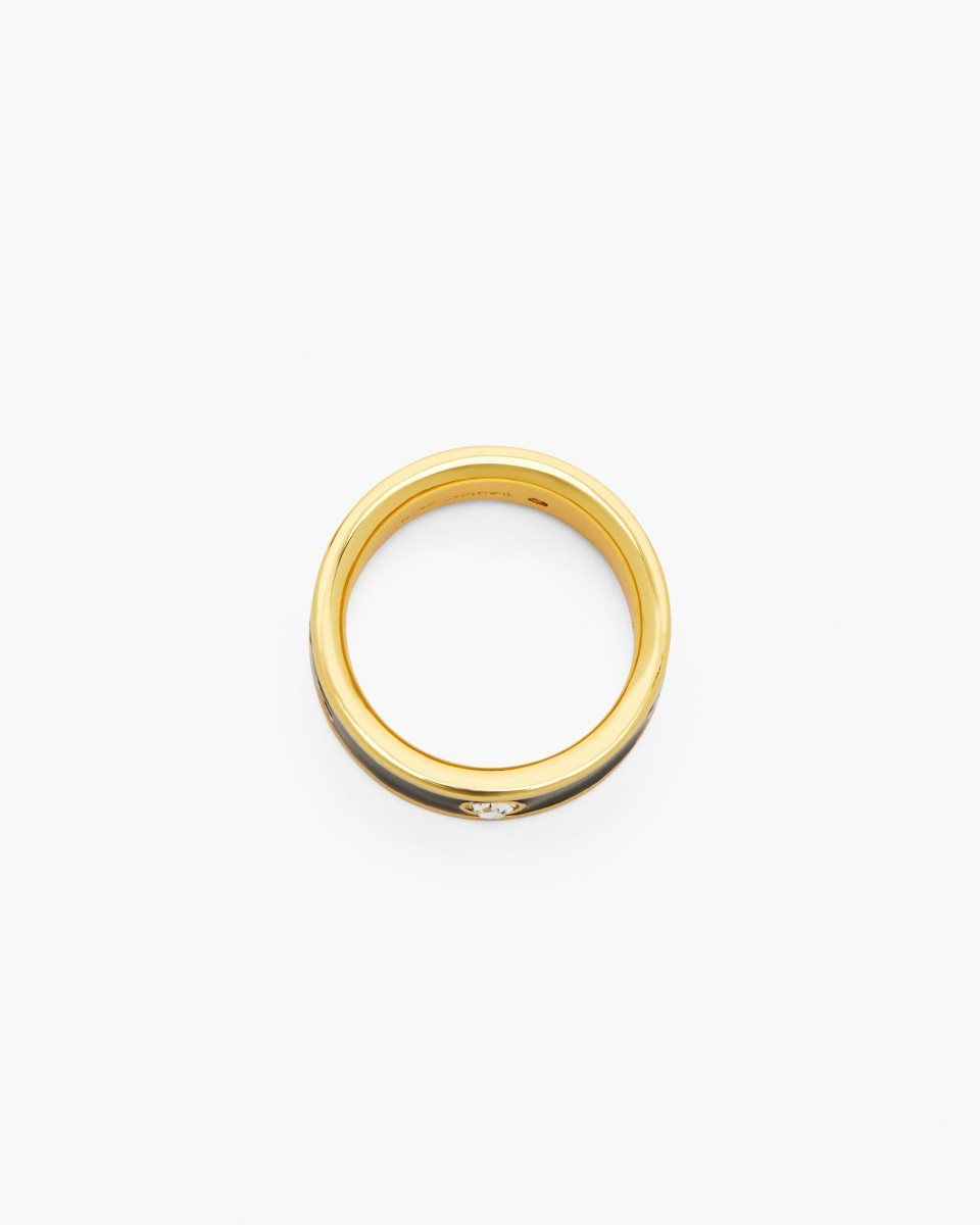 Bagues Marc Jacobs The Marc Jacobs Enamel Ring Femme Doré Noir | 905UBHJPM