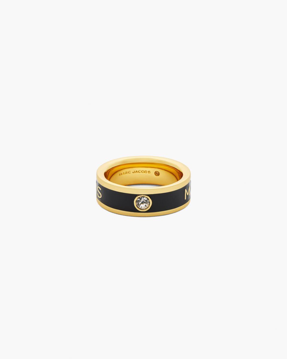 Bagues Marc Jacobs The Marc Jacobs Enamel Ring Femme Doré Noir | 905UBHJPM
