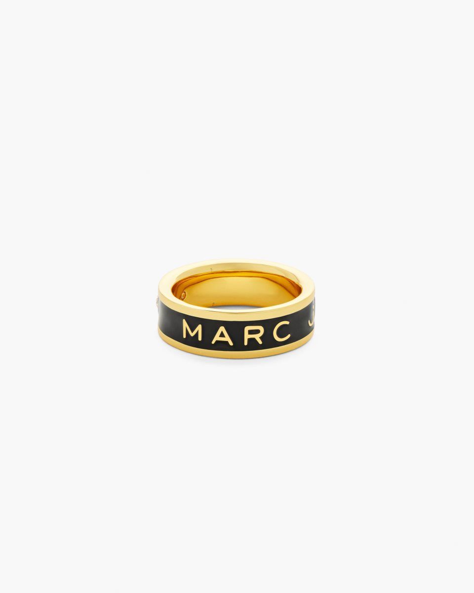 Bagues Marc Jacobs The Marc Jacobs Enamel Ring Femme Doré Noir | 905UBHJPM