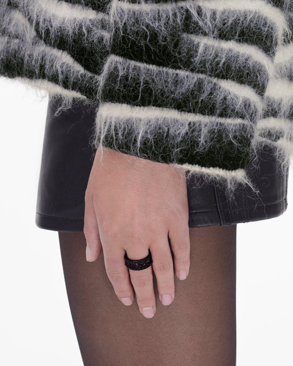Bagues Marc Jacobs The Monogram Pave Ring Femme Noir Noir | 126RVTZUP