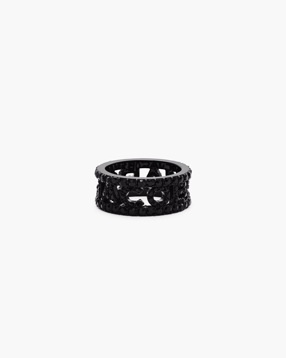 Bagues Marc Jacobs The Monogram Pave Ring Femme Noir Noir | 126RVTZUP