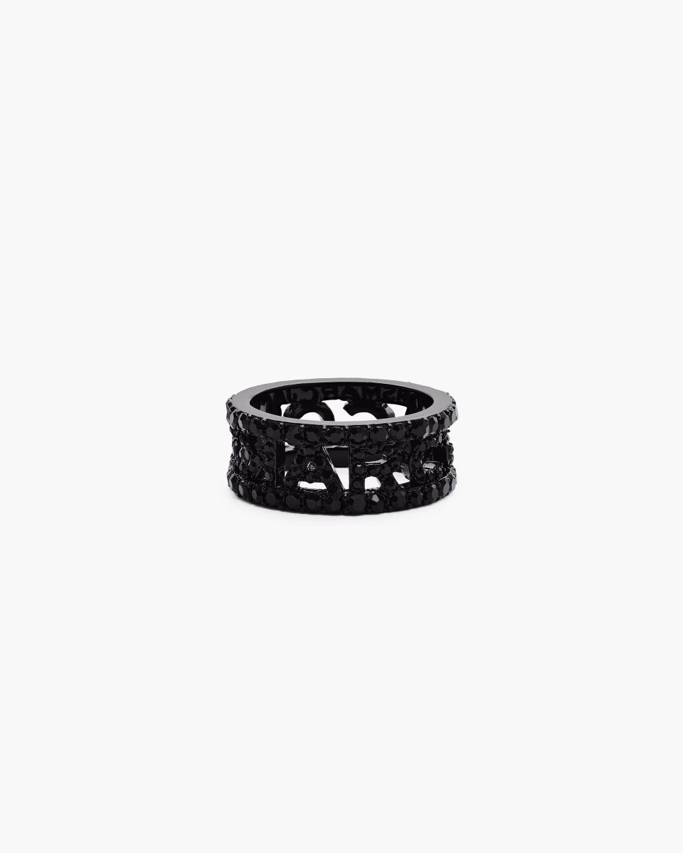 Bagues Marc Jacobs The Monogram Pave Ring Femme Noir Noir | 126RVTZUP