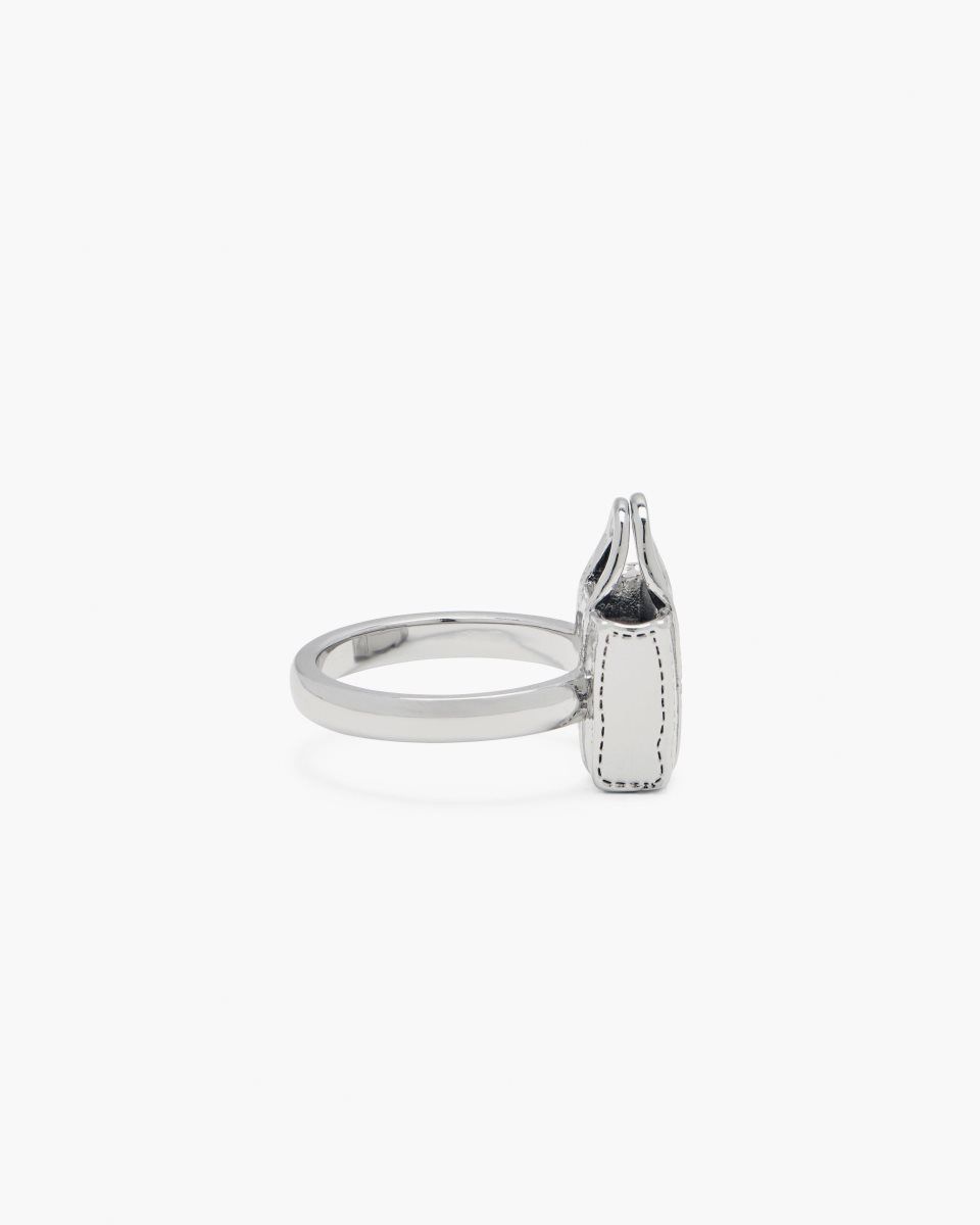 Bagues Marc Jacobs The Tote Bag Ring Femme Argent Clair | 372VQZRES