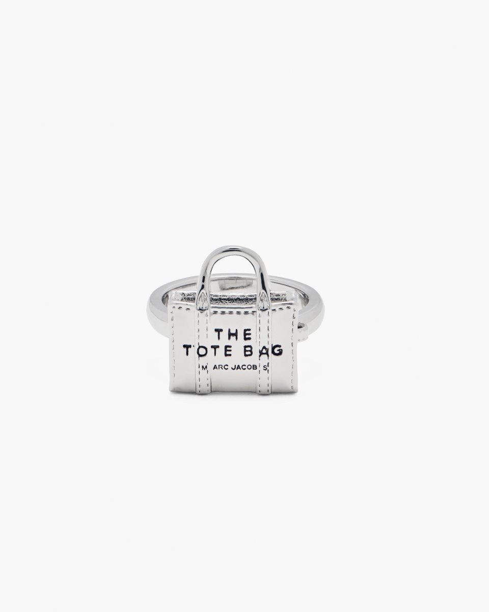Bagues Marc Jacobs The Tote Bag Ring Femme Argent Clair | 372VQZRES