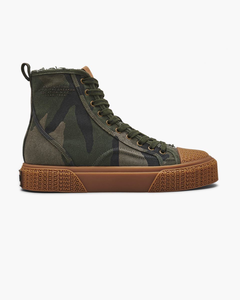 Basket Marc Jacobs The Camo Jacquard High Top Sneaker Femme Camouflage Multicolore | 648UGVIOD