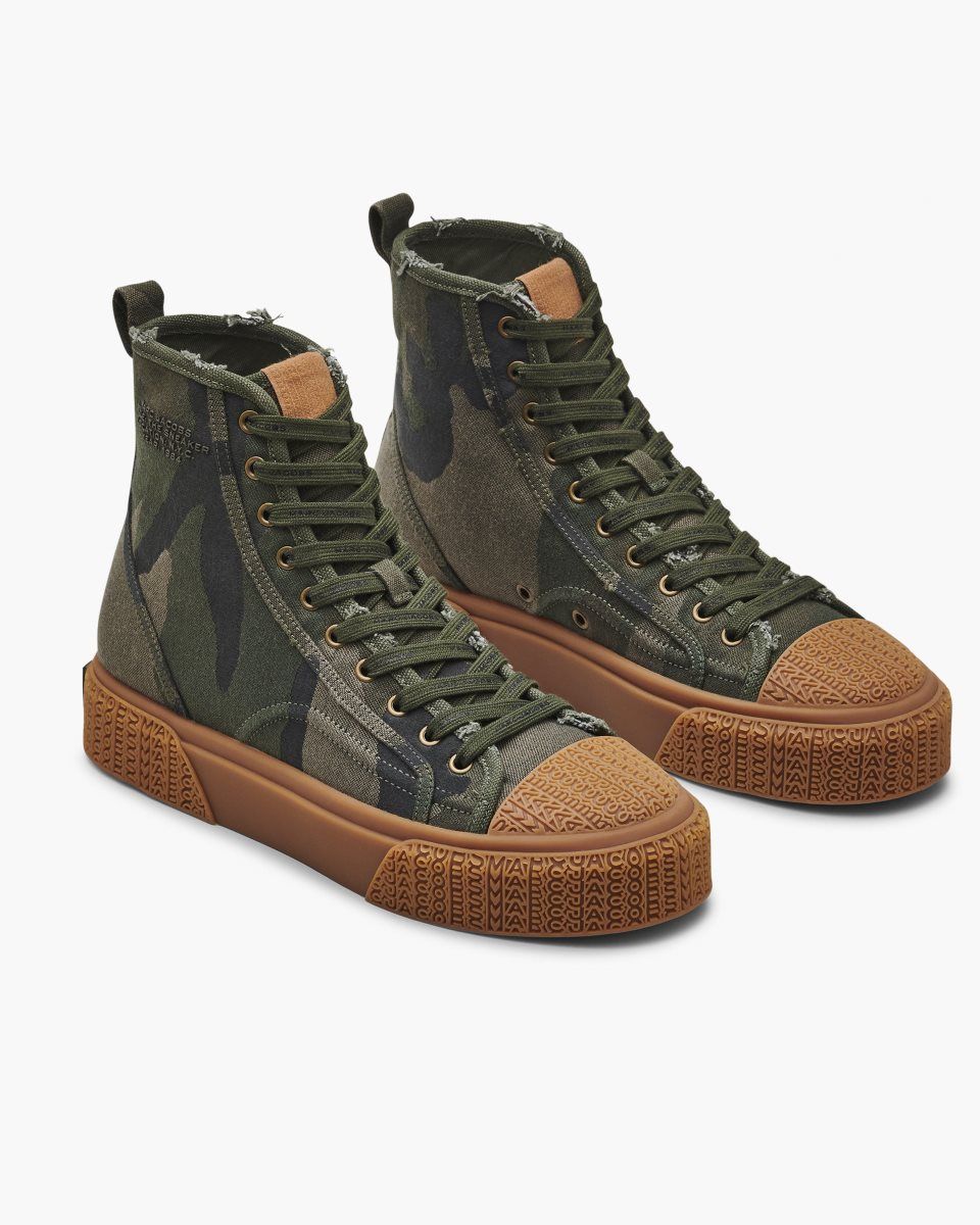 Basket Marc Jacobs The Camo Jacquard High Top Sneaker Femme Camouflage Multicolore | 648UGVIOD