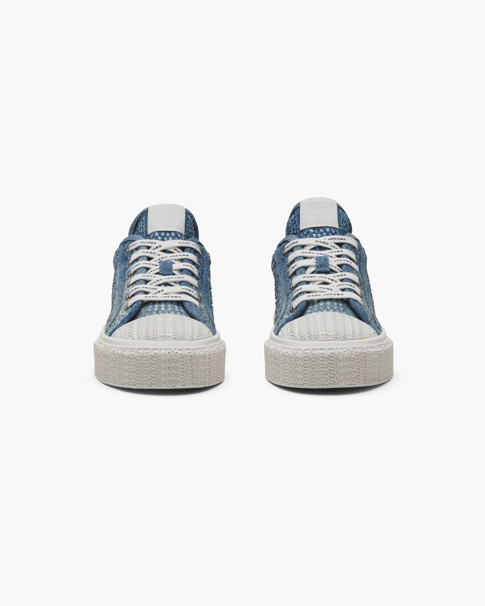 Basket Marc Jacobs The Crystal Denim Sneaker Femme Bleu Clair | 827LVUJBI