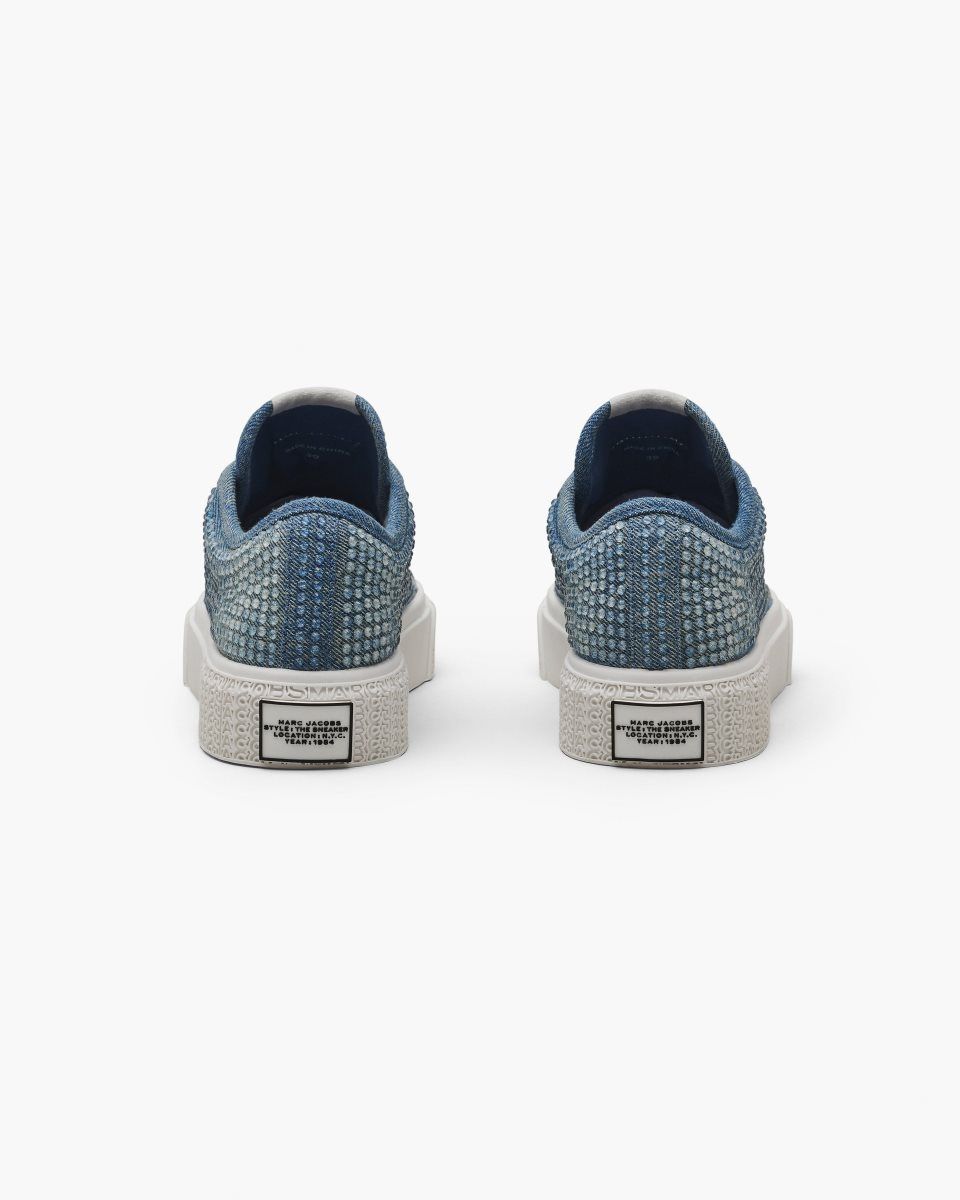 Basket Marc Jacobs The Crystal Denim Sneaker Femme Bleu Clair | 827LVUJBI