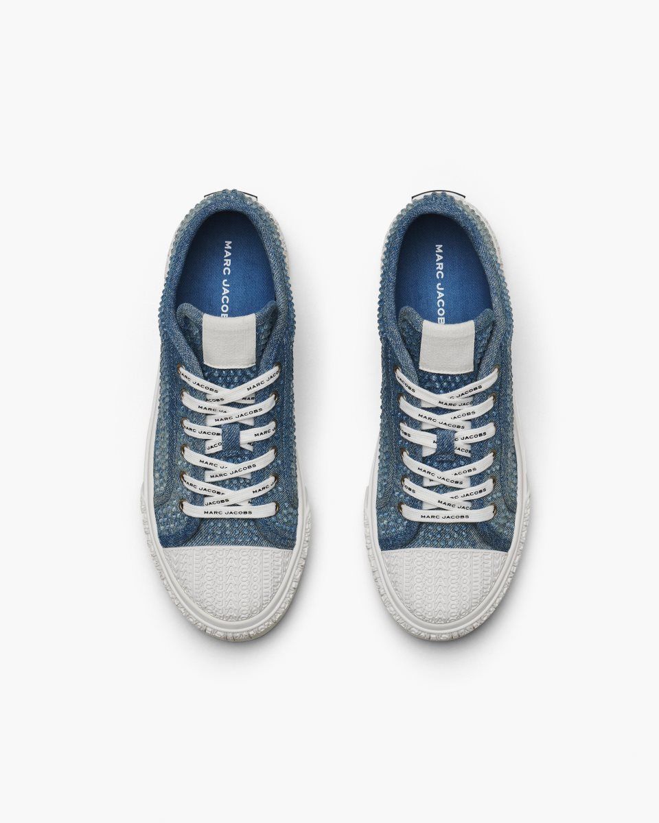 Basket Marc Jacobs The Crystal Denim Sneaker Femme Bleu Clair | 827LVUJBI