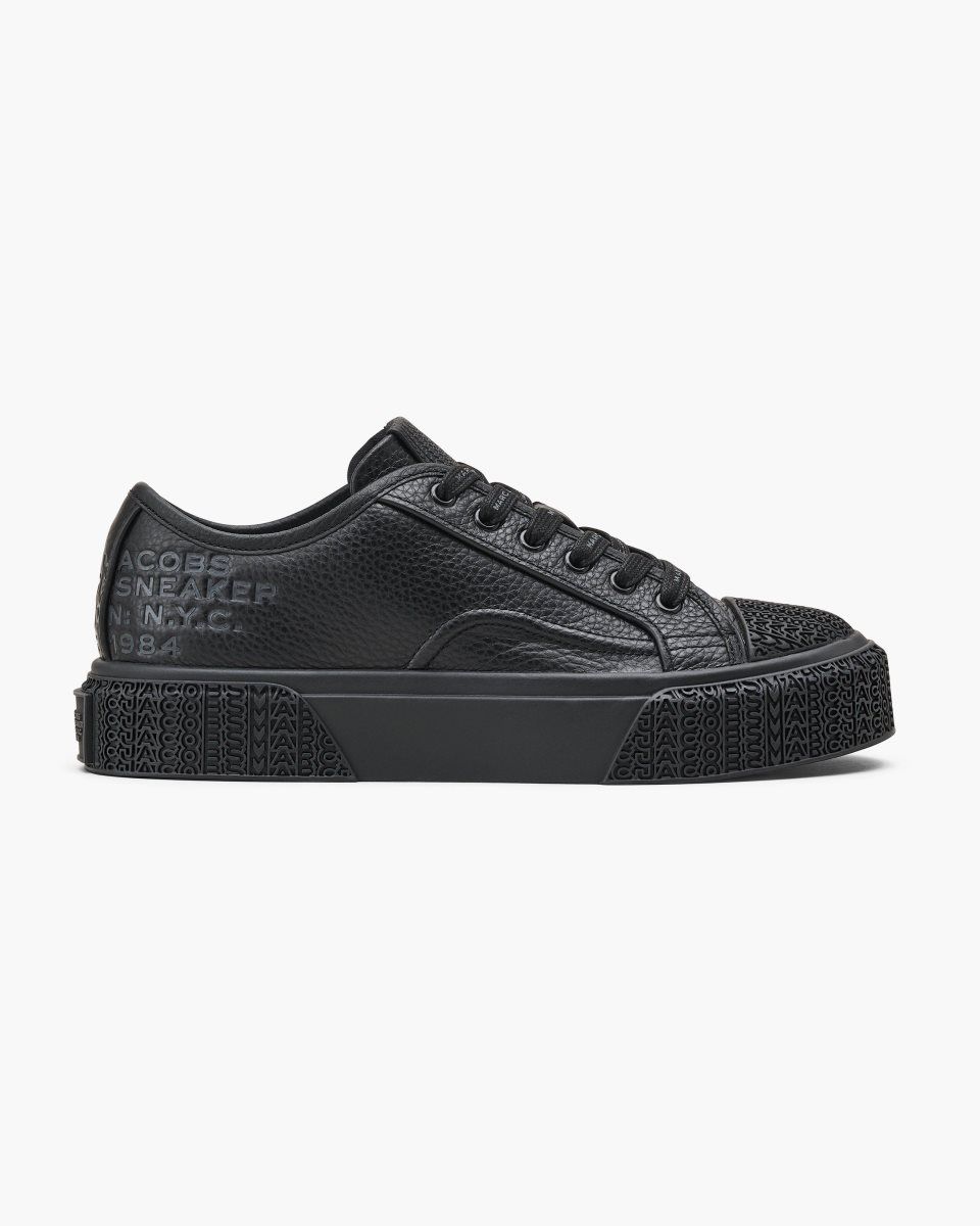 Basket Marc Jacobs The Leather Sneaker Femme Noir | 480XJFHKN