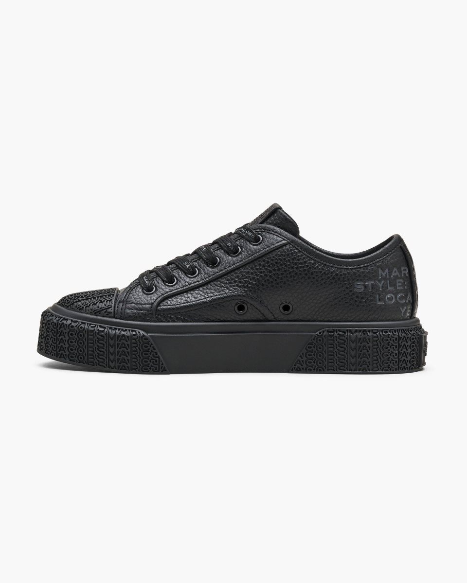 Basket Marc Jacobs The Leather Sneaker Femme Noir | 480XJFHKN