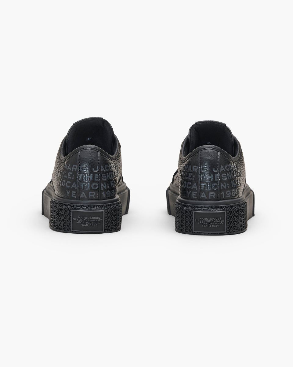 Basket Marc Jacobs The Leather Sneaker Femme Noir | 480XJFHKN