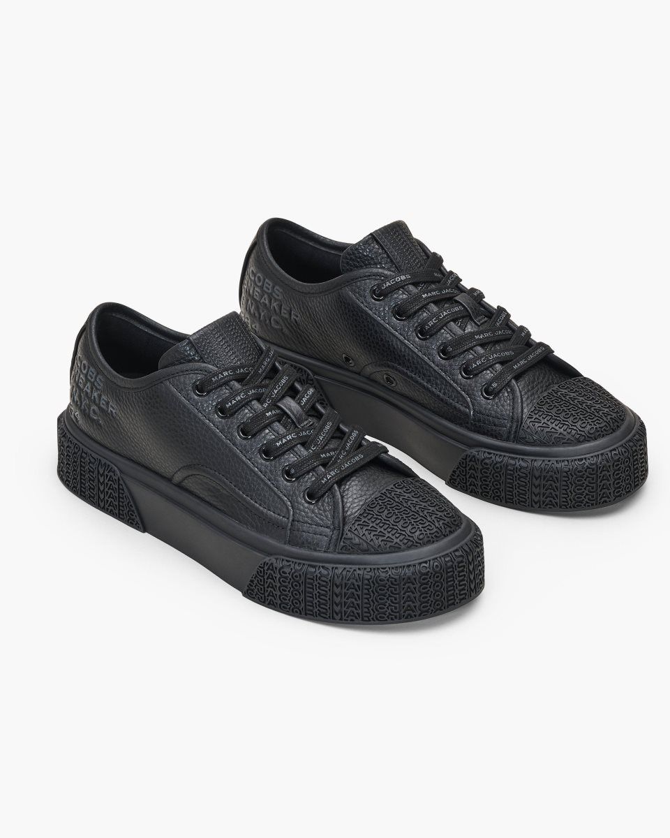 Basket Marc Jacobs The Leather Sneaker Femme Noir | 480XJFHKN