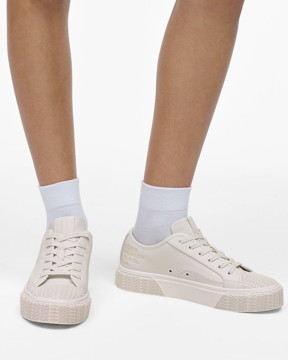 Basket Marc Jacobs The Leather Sneaker Femme Blanche | 062ZHNTRC