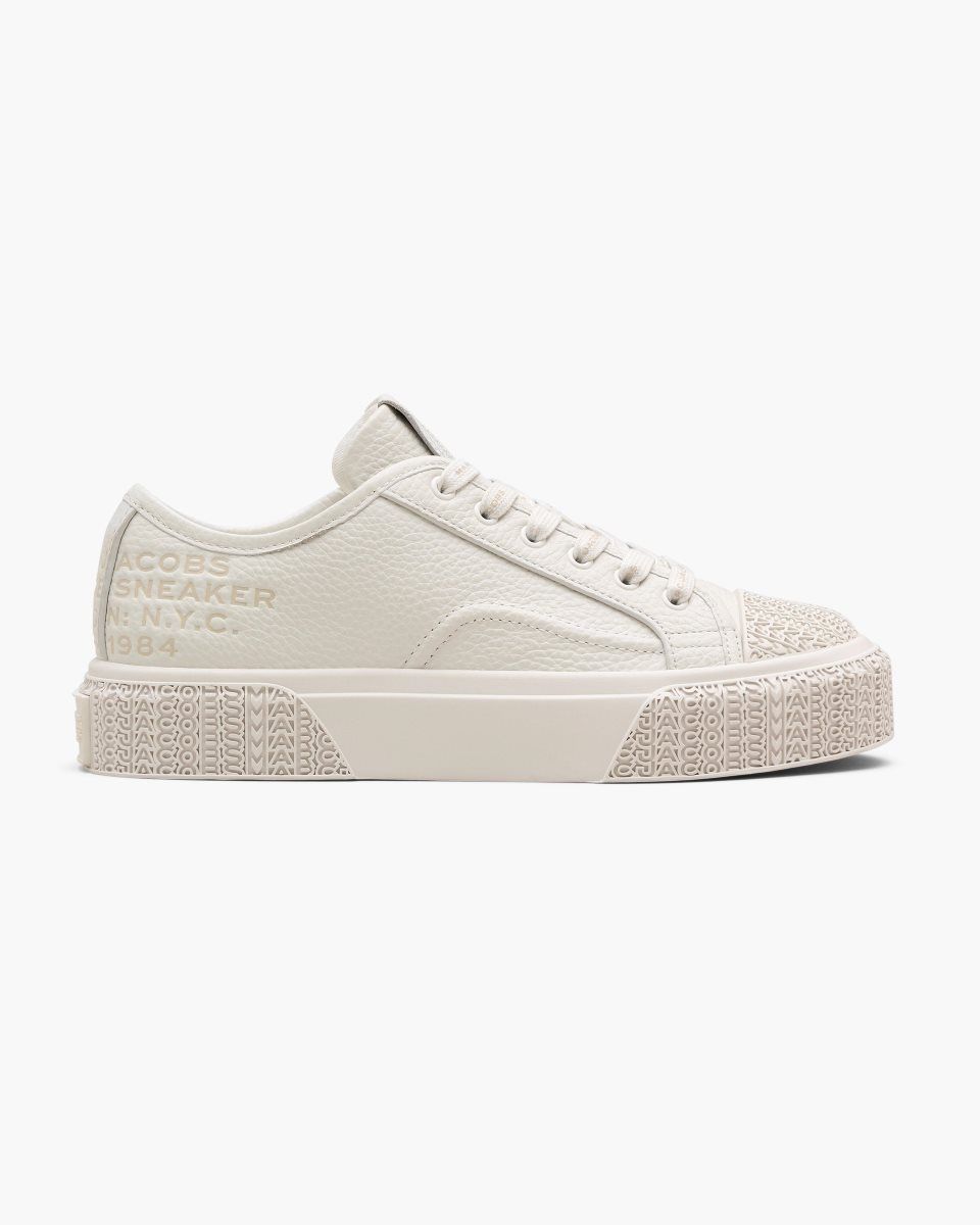 Basket Marc Jacobs The Leather Sneaker Femme Blanche | 062ZHNTRC