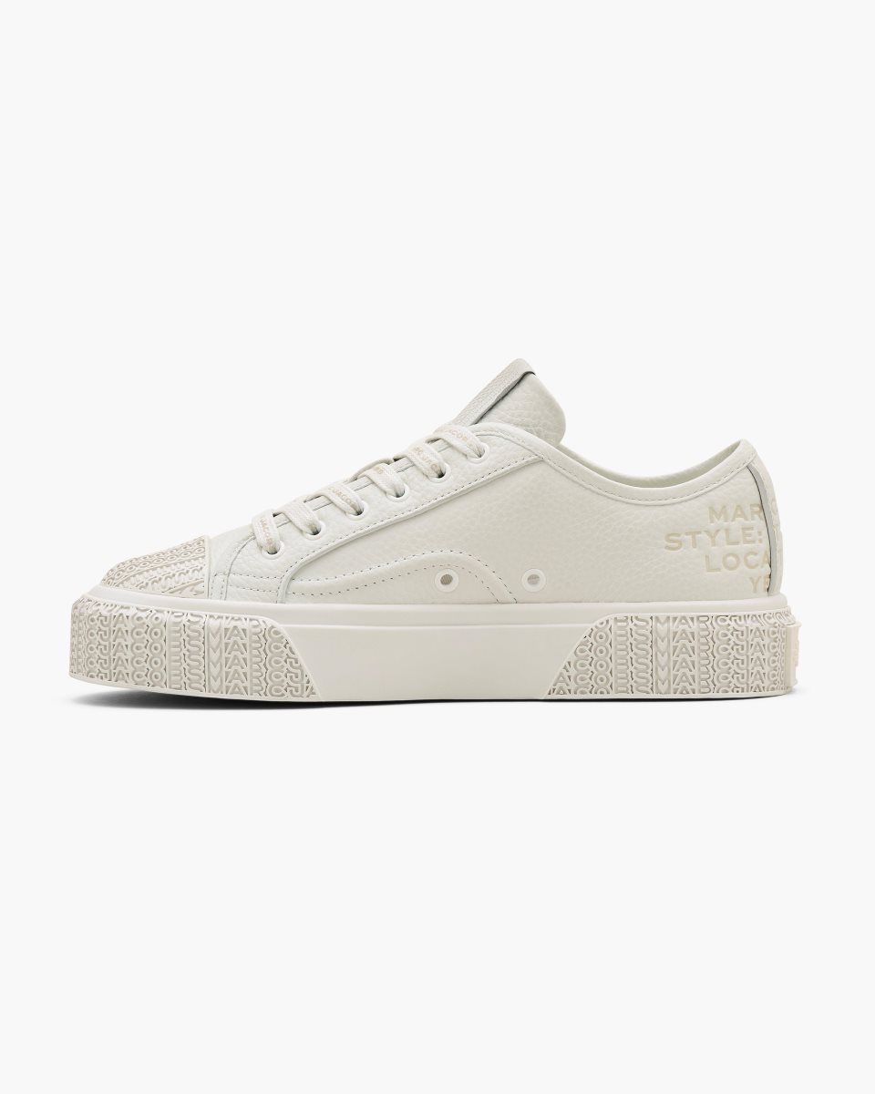 Basket Marc Jacobs The Leather Sneaker Femme Blanche | 062ZHNTRC