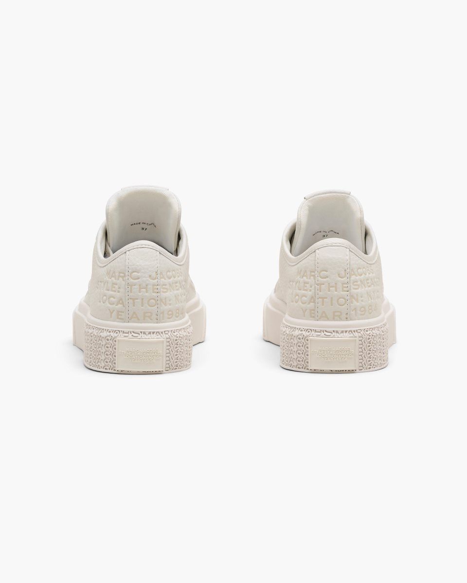 Basket Marc Jacobs The Leather Sneaker Femme Blanche | 062ZHNTRC